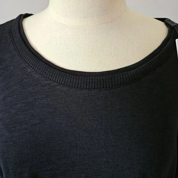 Chicos Slub Elbow-Sleeve Tee Black New With Tags Size Large - Picture 3 of 8